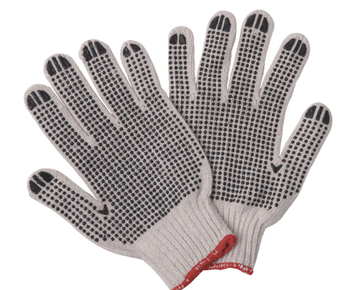 DOUBLE SIDES PVC DOTS COTTON YARN GLOVES