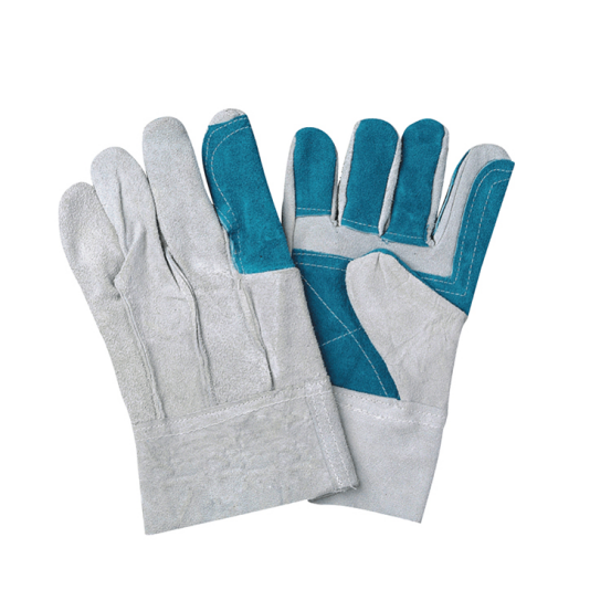 Leather welding gloves with reinforced palm and finger