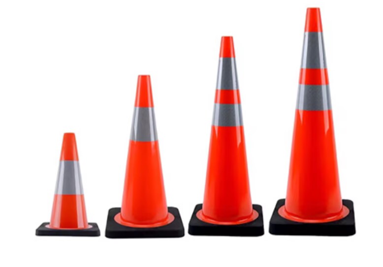 RED BLACK PVC TRAFFIC CONES 