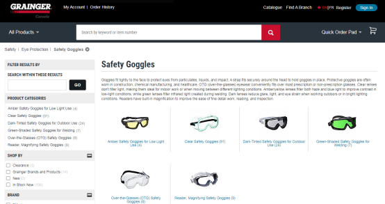 safety goggles factories in Canada