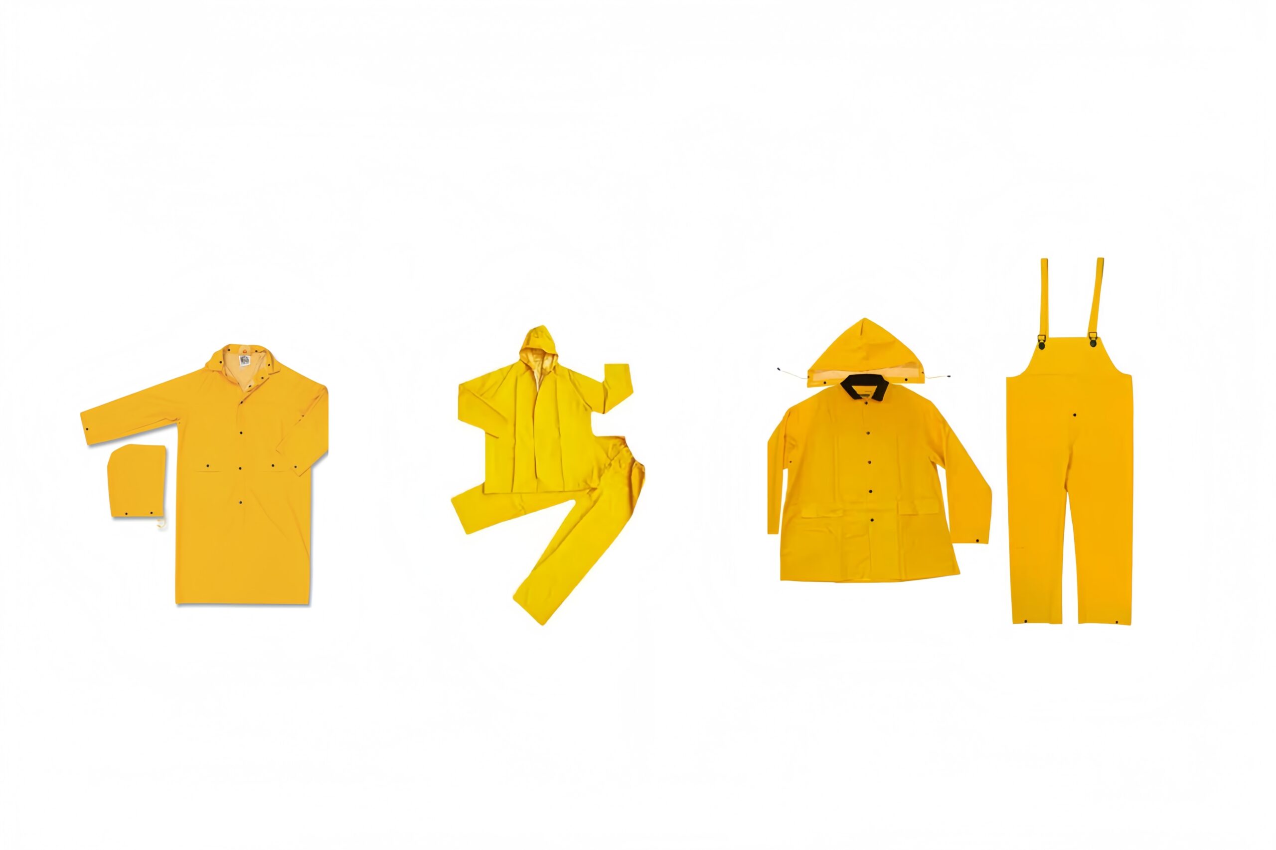 3 classic yellow pvc raincoat
