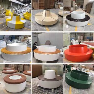 Circular Fiberglass Tree Planter Wooden Benches
