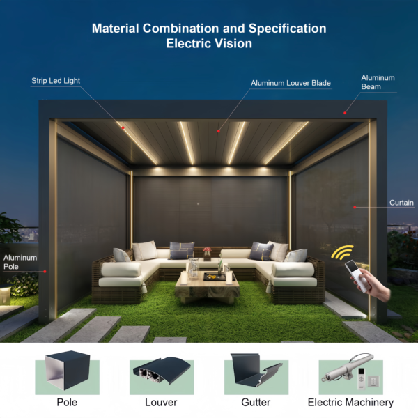 Motorized Aluminum Louvered  Pergola - Image 5