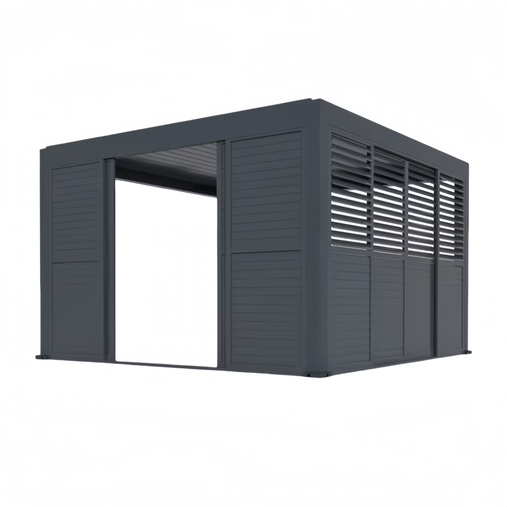 sliding louvered panel pergola