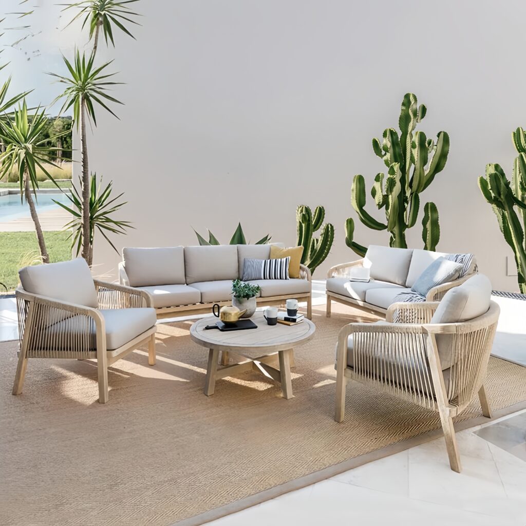Olive Braided Rope Outdoor Sofa