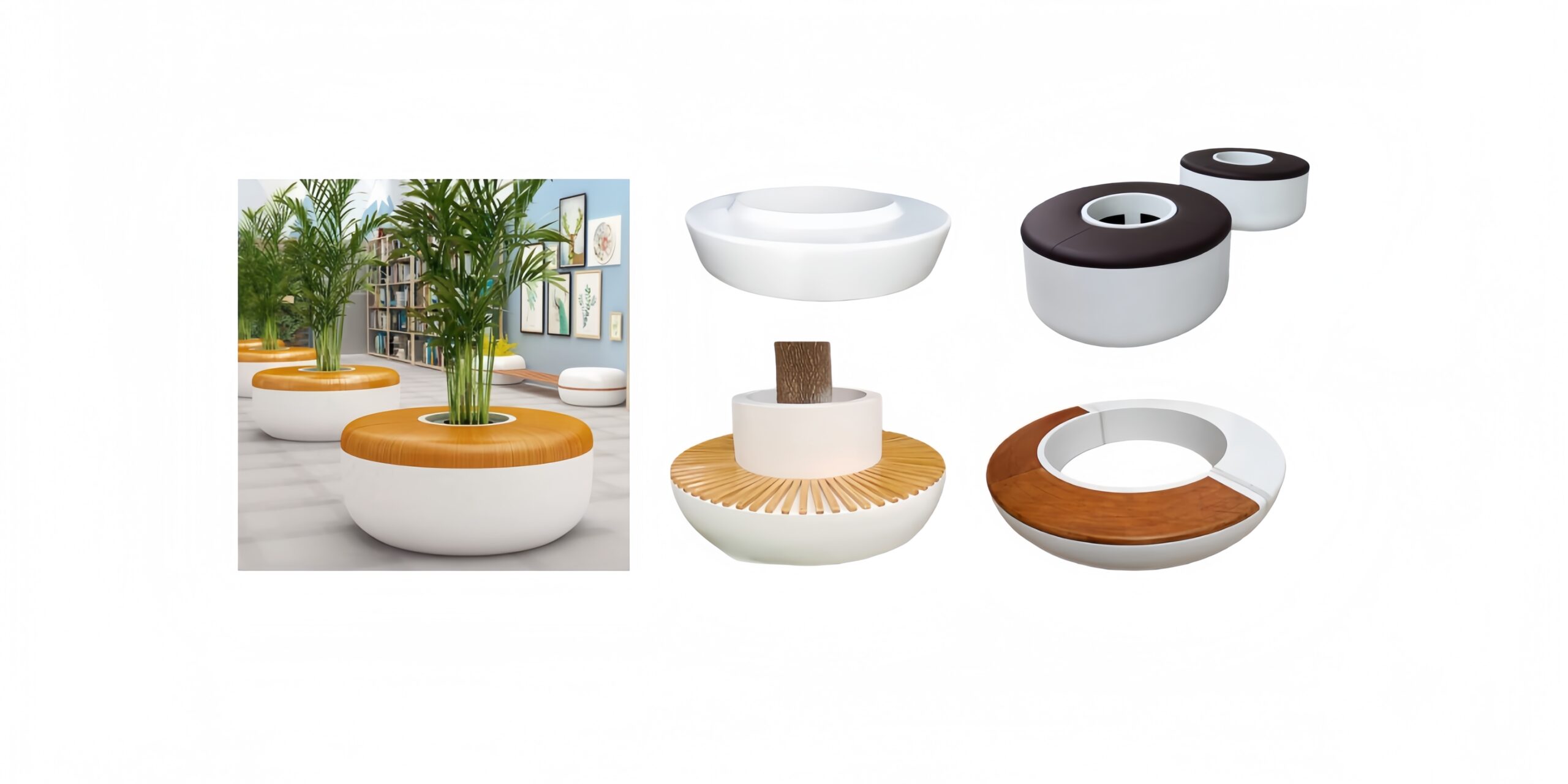 fiberglass flower planter bench