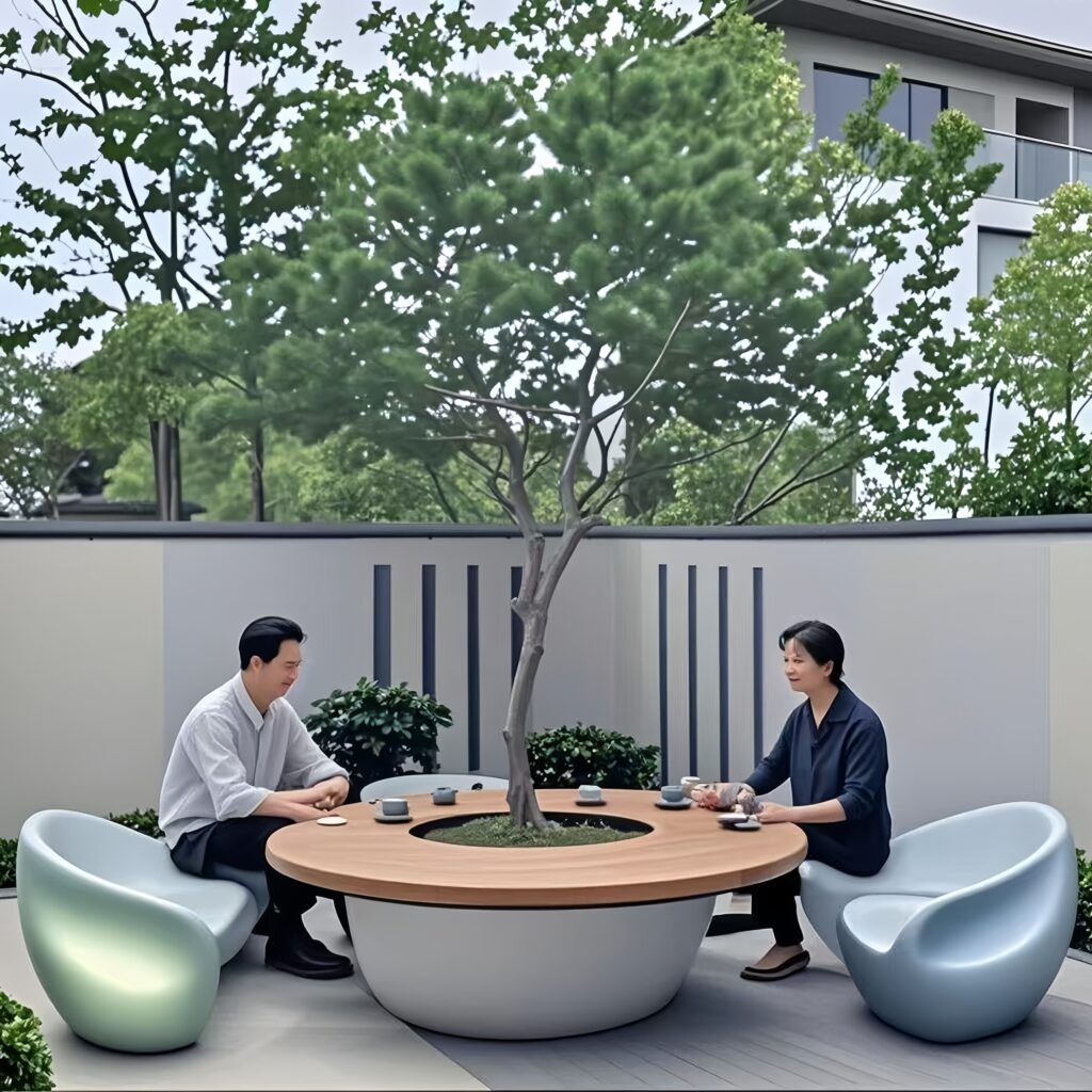 custom fiberglass planter tables