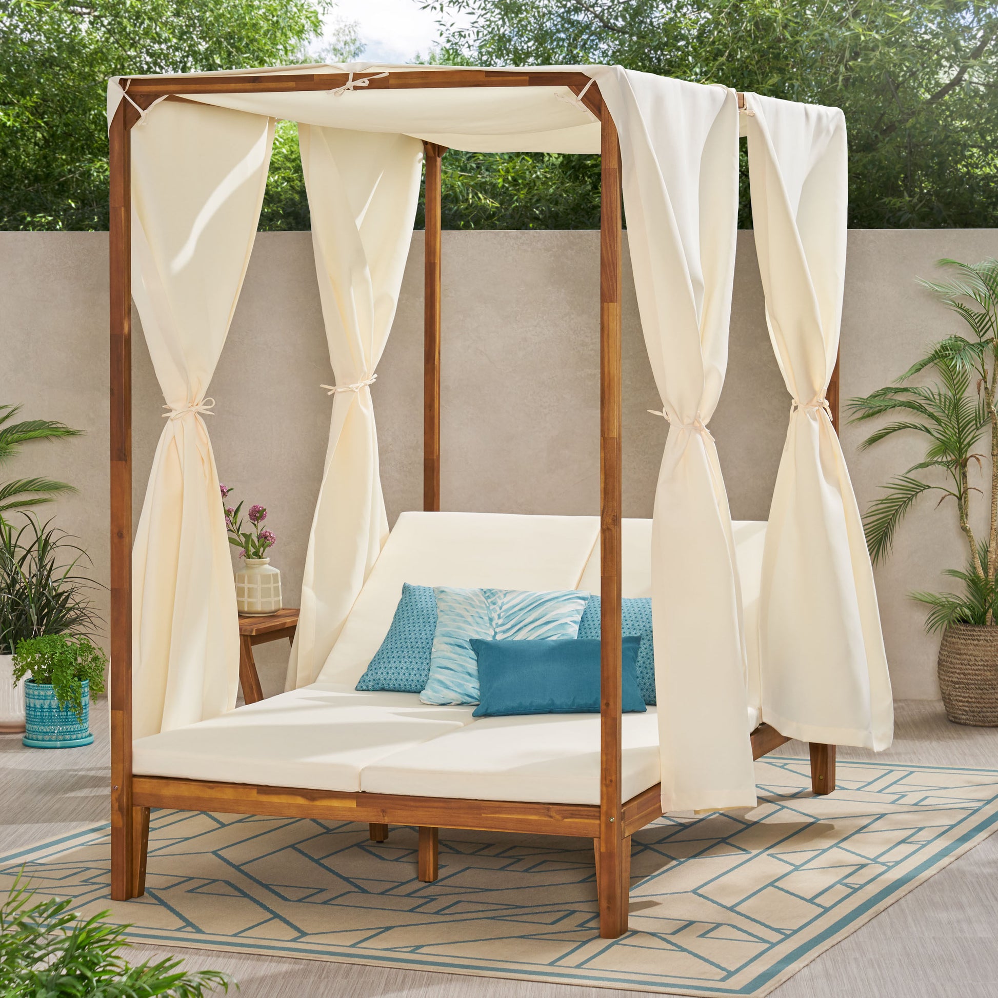 An application scenario or product detail of acacia wood outdoor daybed - Image 6