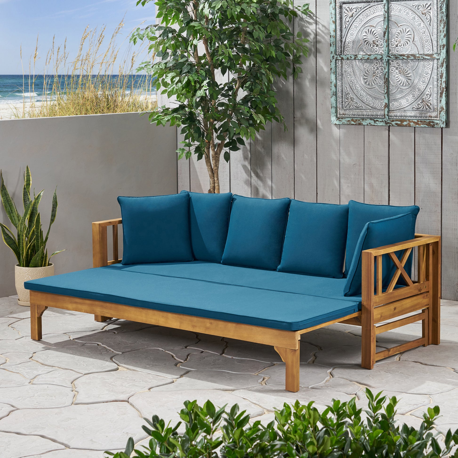 An application scenario or product detail of acacia wood outdoor daybed - Image 9