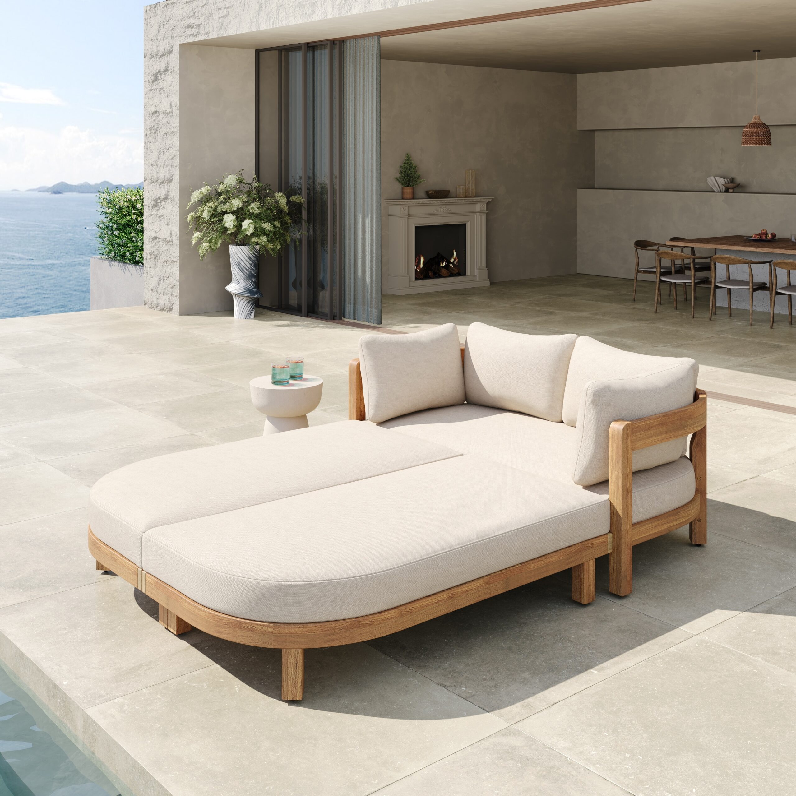 An application scenario or product detail of acacia wood outdoor daybed - Image 17