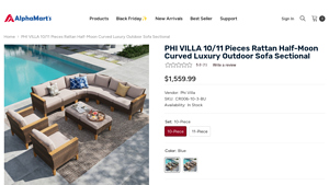 Phi Villa - 10-Piece Rattan Half-Moon Curved Luxury Outdoor Sofa Sectional