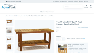 Aquateak - 36 Spa™ Teak Shower Bench with Shelf