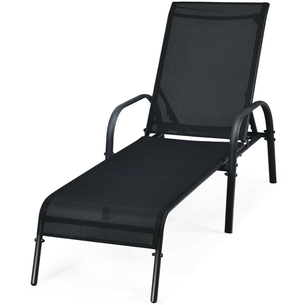 An application scenario or product detail of black outdoor chaise lounge chair - Image 10