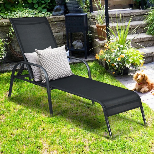 An application scenario or product detail of black outdoor chaise lounge chair - Image 15
