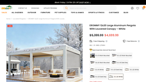 EROMMY - 12x20 Ft Aluminum Louvered Pergola