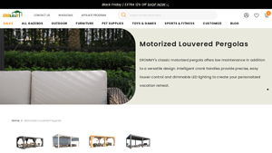 Erommy - 12x20 Freestanding Pergola with Louvered Roof