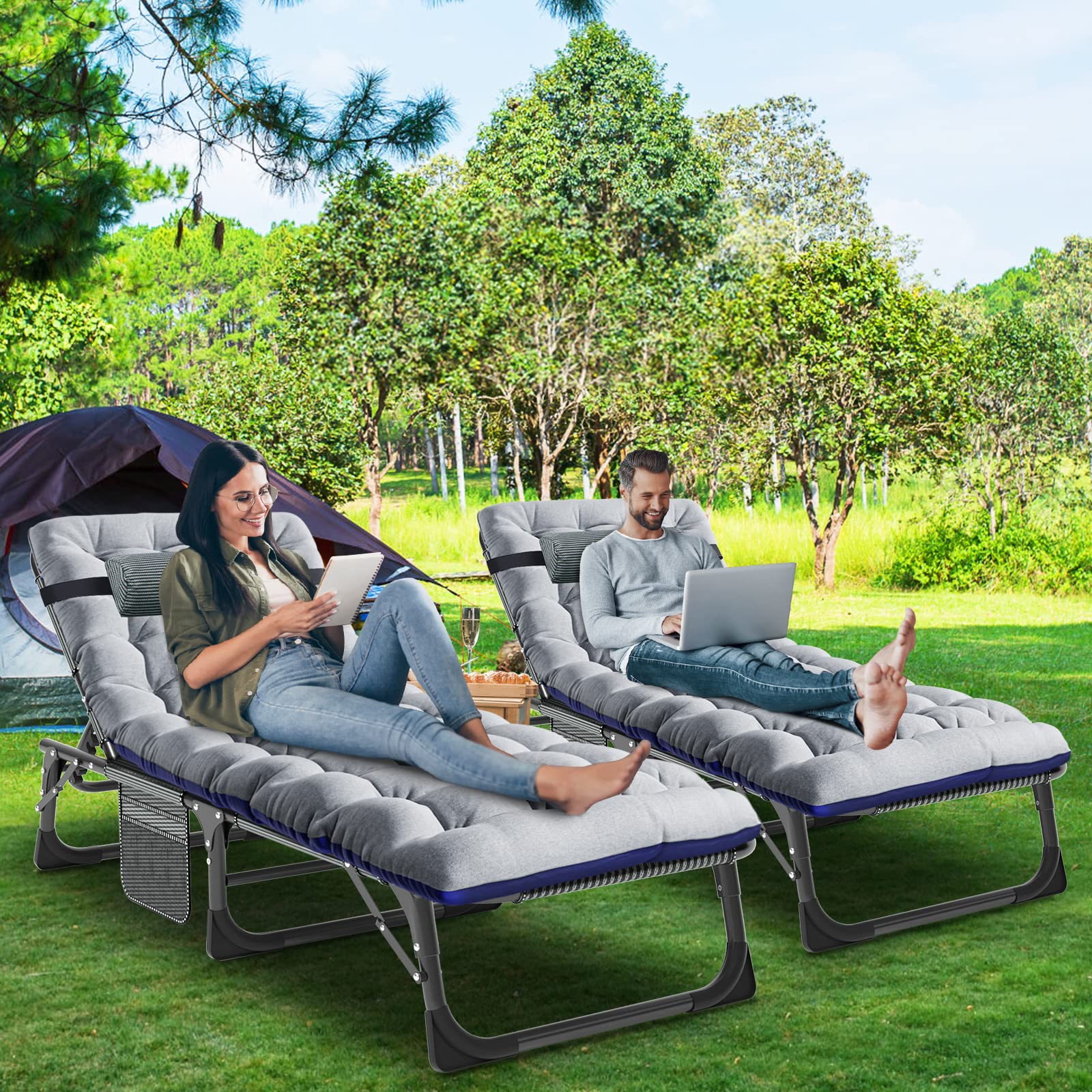 An application scenario or product detail of foldable chaise lounge chairs outdoor - Image 5