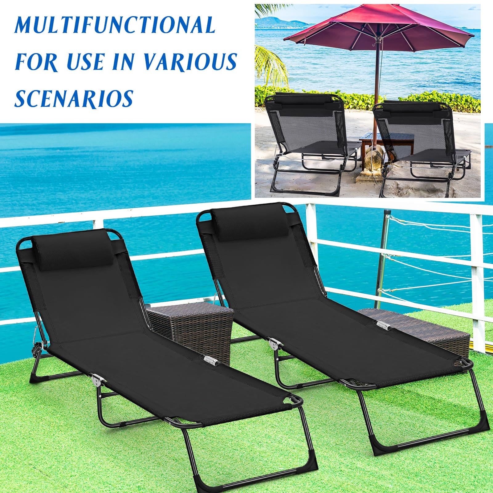 An application scenario or product detail of foldable outdoor chaise lounge chair - Image 14