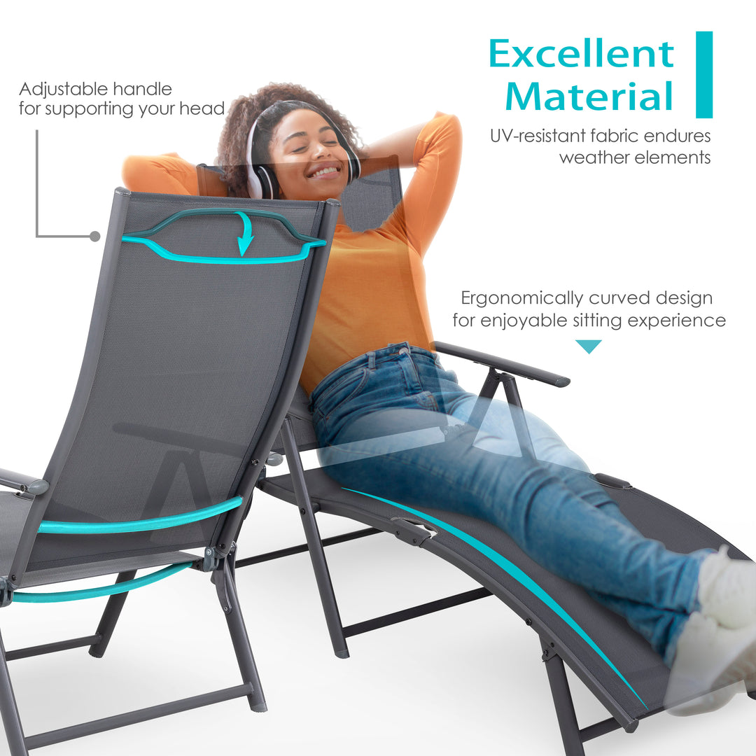 An application scenario or product detail of foldable outdoor chaise lounge chair - Image 15