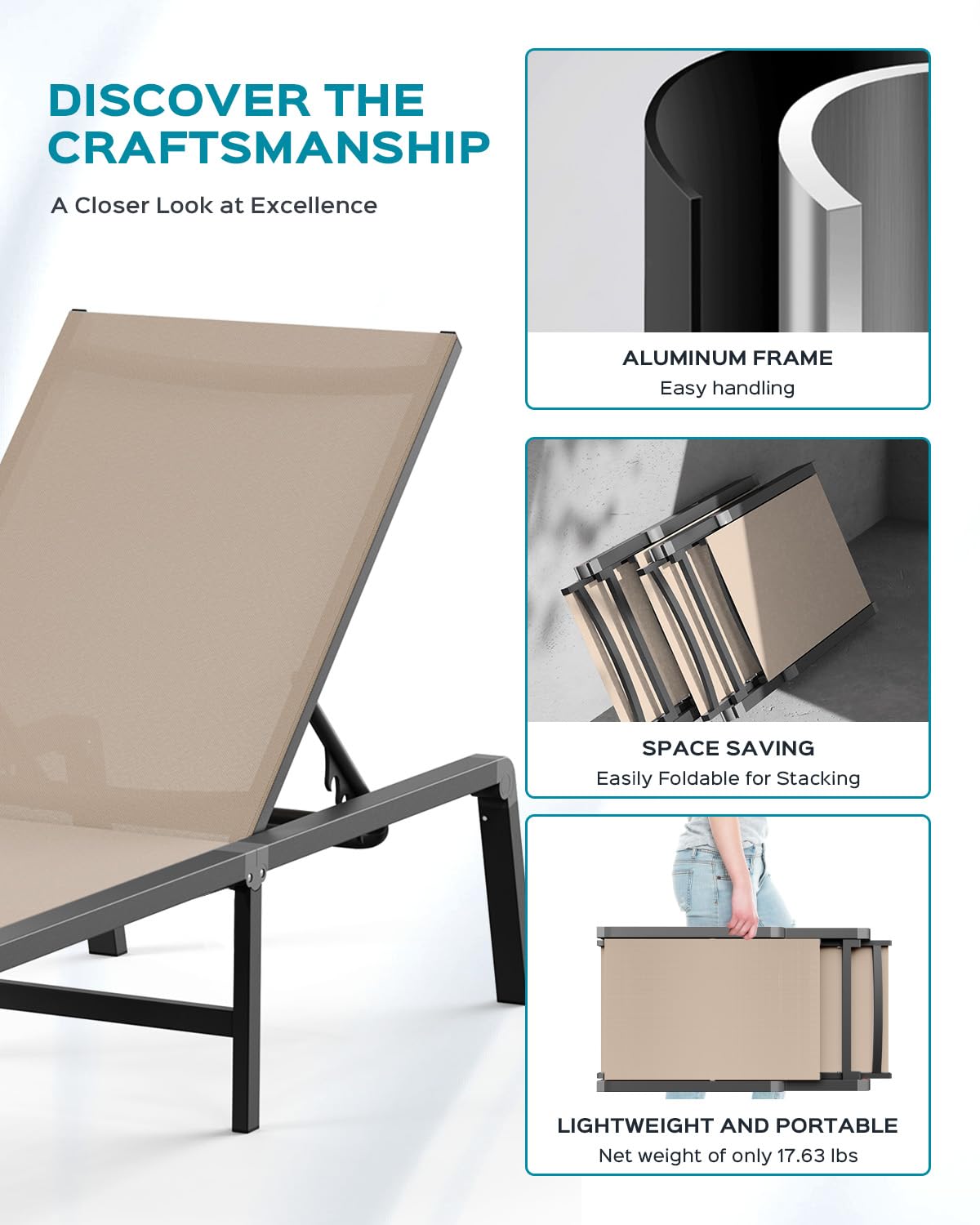 An application scenario or product detail of folding outdoor chaise lounge chairs - Image 11