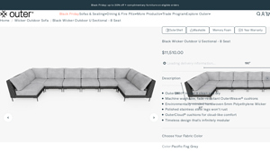 Live Outer - Black Wicker Outdoor U Sectional