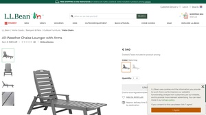 L.L. Bean - All-Weather Chaise Lounger with Arms