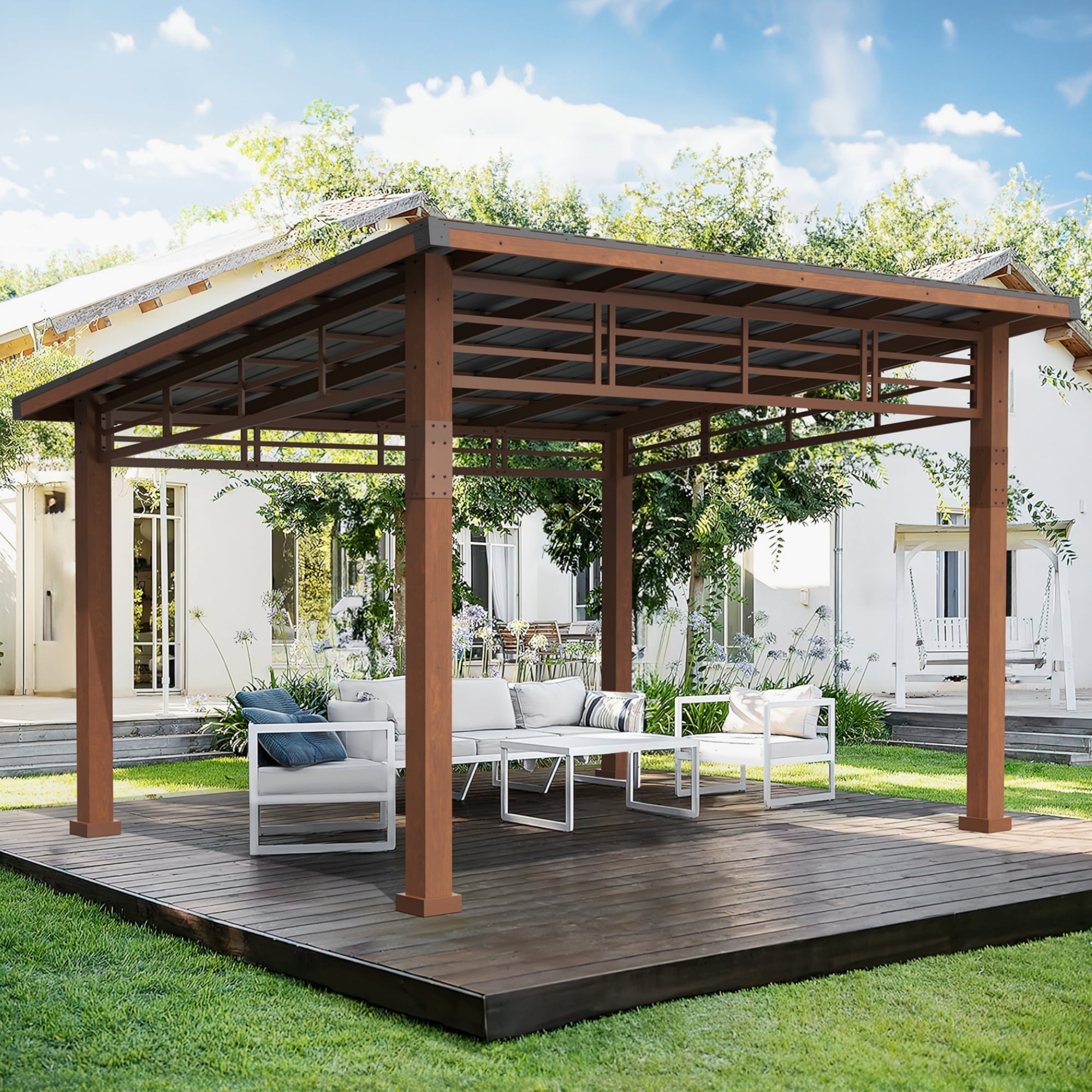 An application scenario or product detail of metal pergola with roof - Image 9