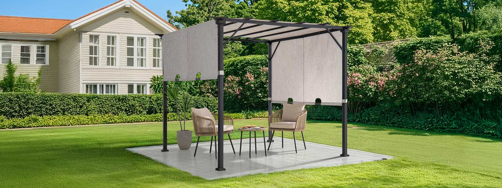 An application scenario or product detail of metal pergola with roof - Image 19