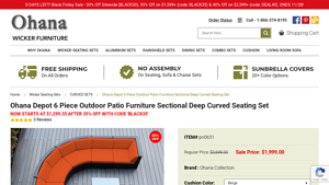 Ohana - 6 Piece Outdoor Patio Furniture Sectional Set