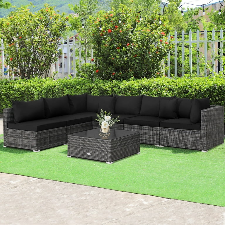 An application scenario or product detail of outdoor black wicker sofa - Image 5