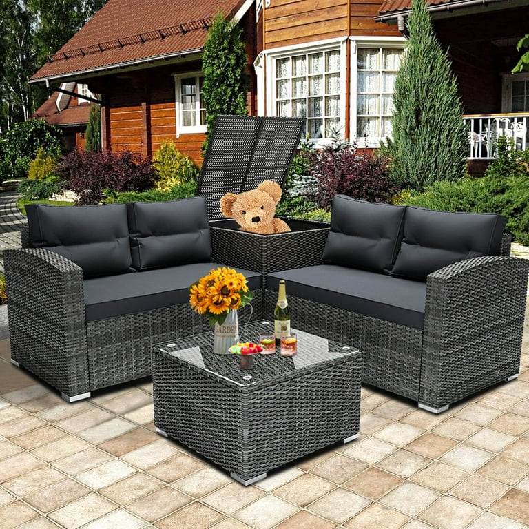 An application scenario or product detail of outdoor black wicker sofa - Image 7