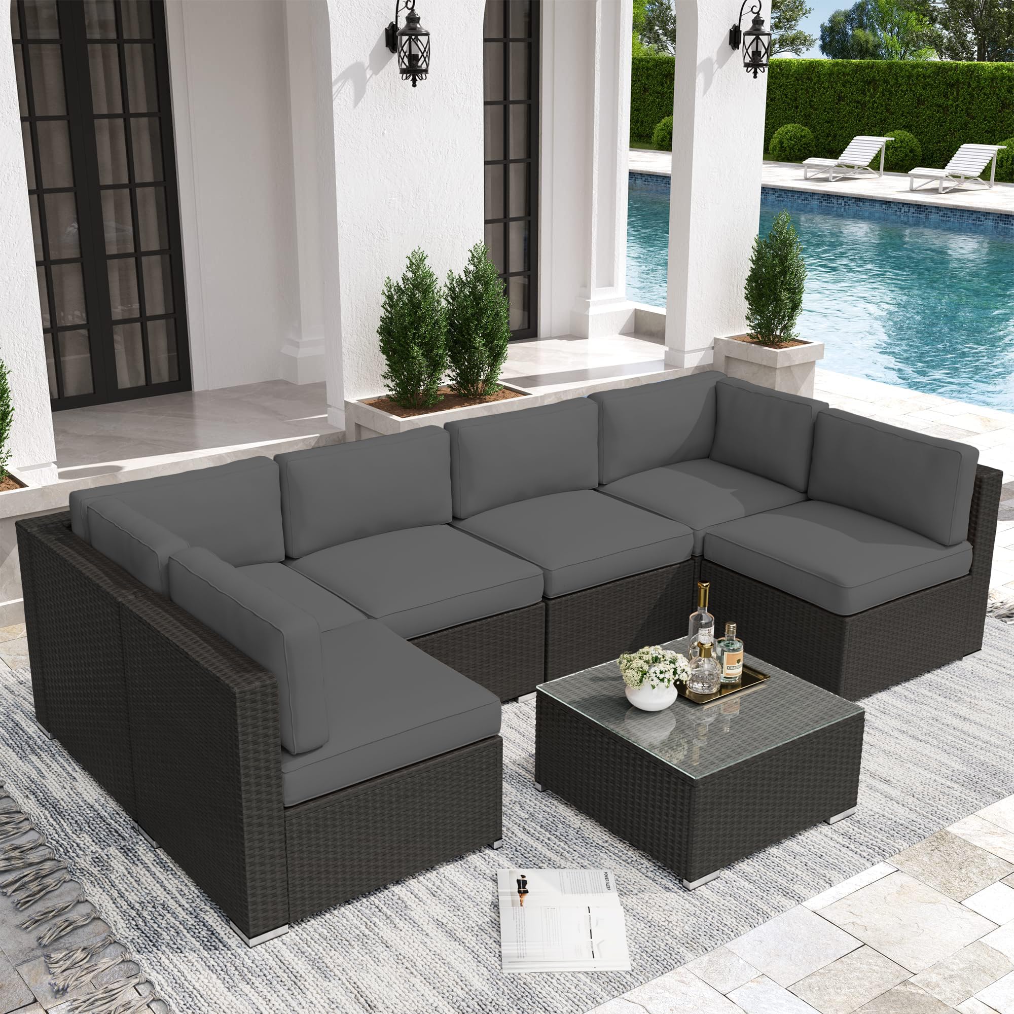 An application scenario or product detail of outdoor black wicker sofa - Image 9