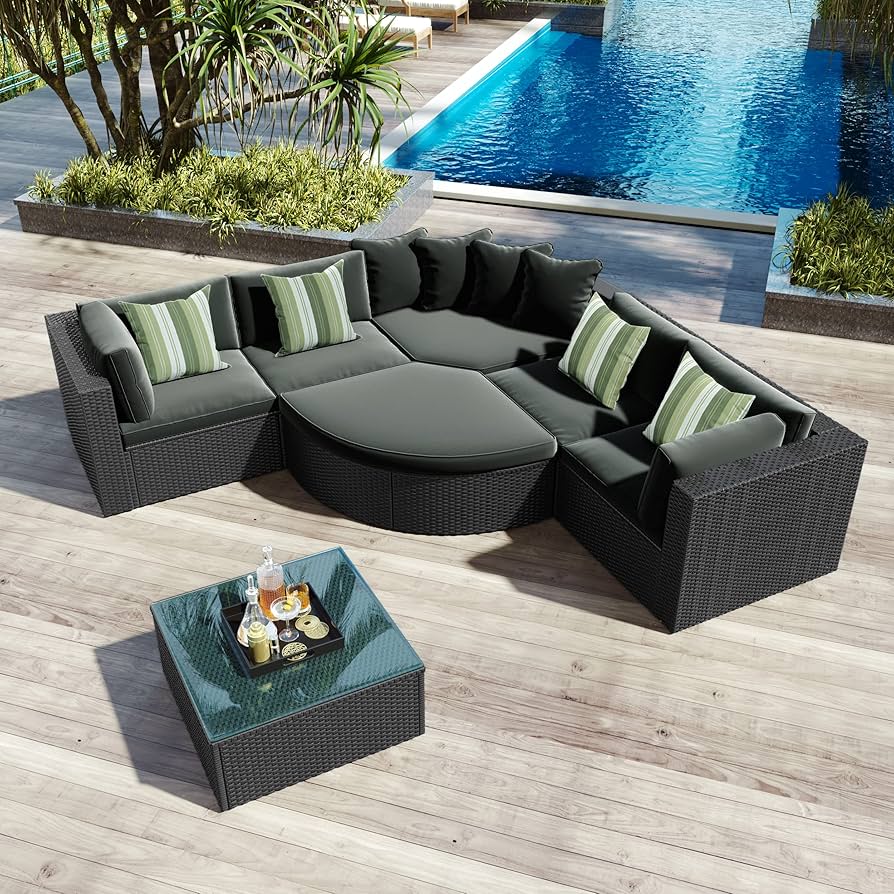 An application scenario or product detail of outdoor black wicker sofa - Image 13