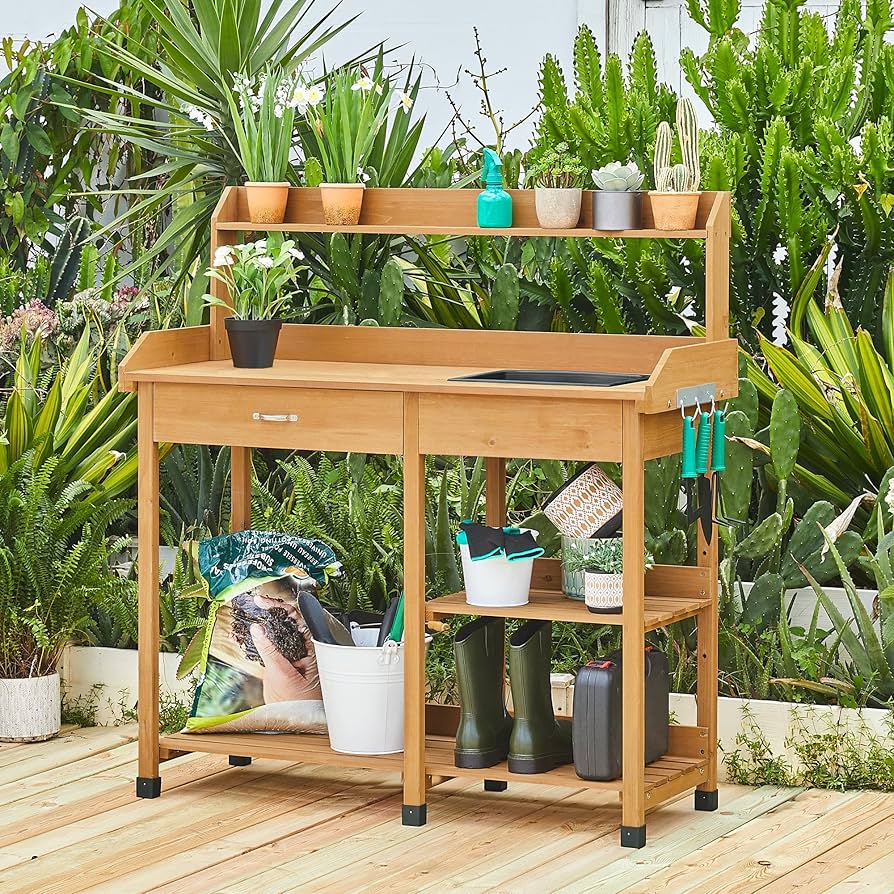 Featured image for the outdoor garden potting bench guide