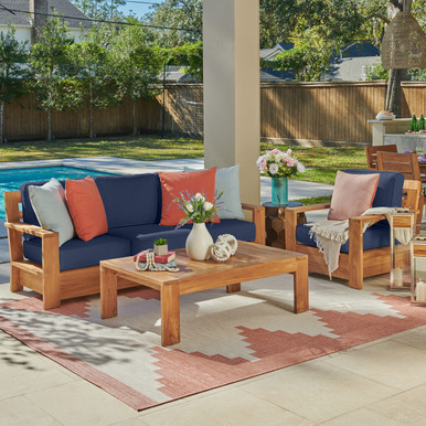 An application scenario or product detail of outdoor sofa teak - Image 19