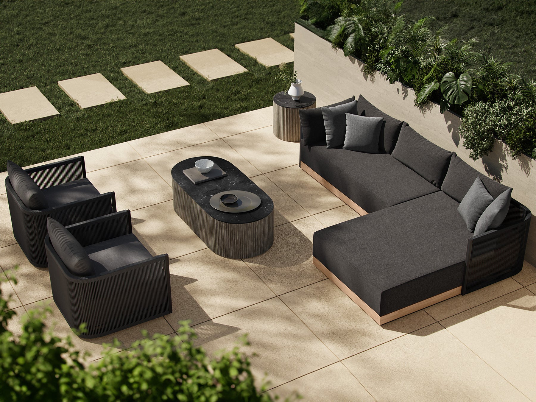 An application scenario or product detail of outdoor sofa with chaise - Image 16