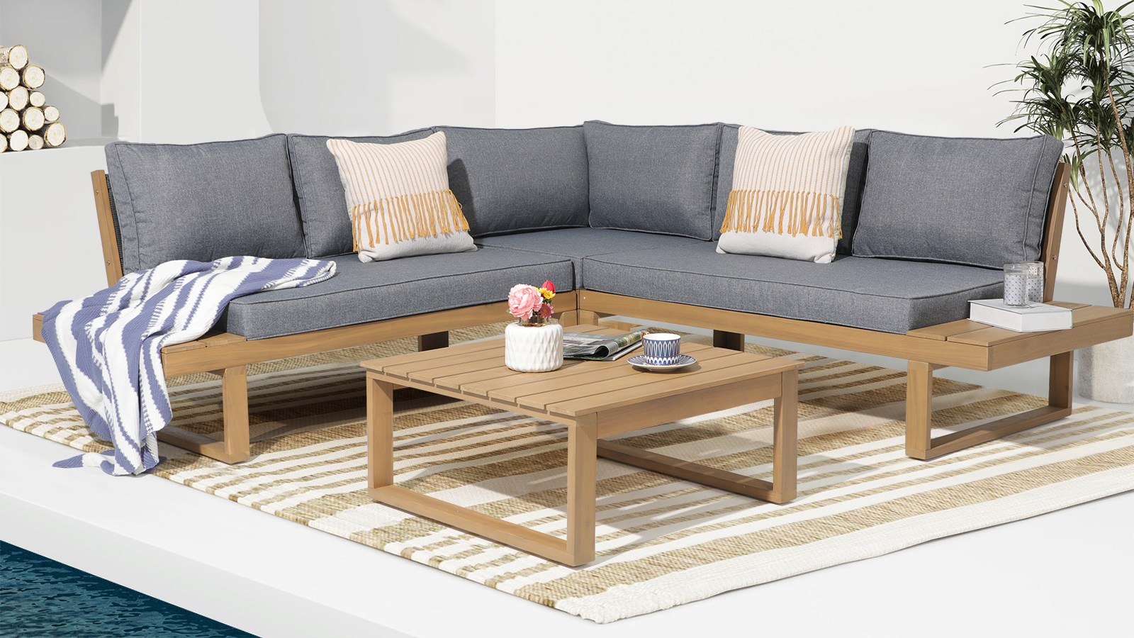 An application scenario or product detail of outdoor sofa with chaise - Image 20