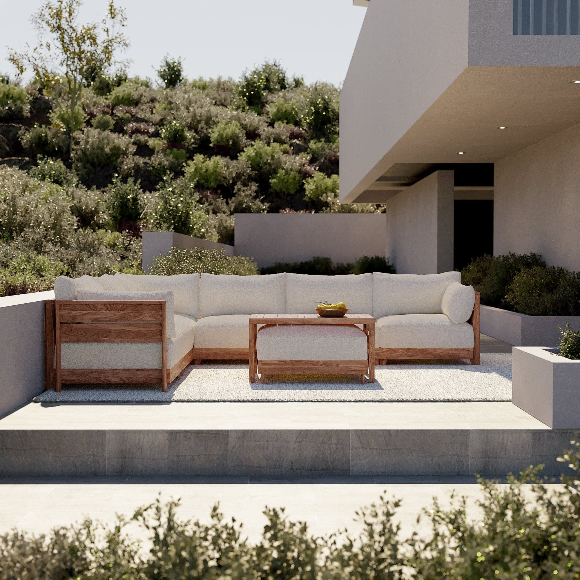An application scenario or product detail of outdoor sofa with ottoman - Image 2