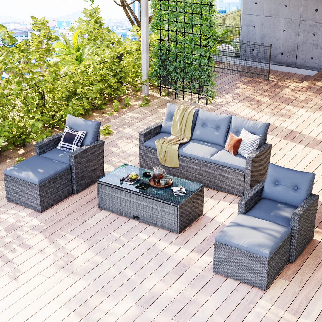 An application scenario or product detail of outdoor sofa with ottoman - Image 11