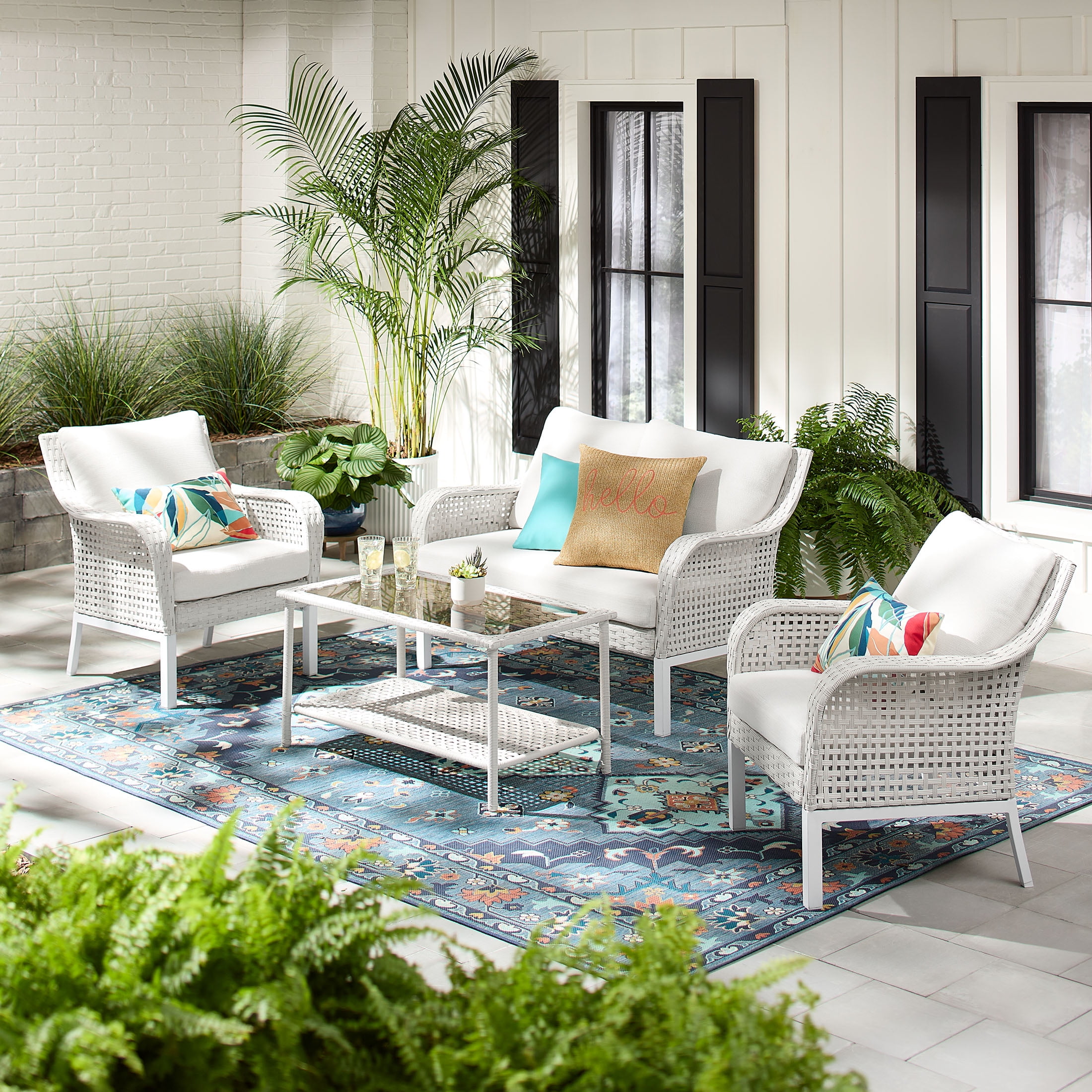 An application scenario or product detail of outdoor white wicker sofa - Image 3