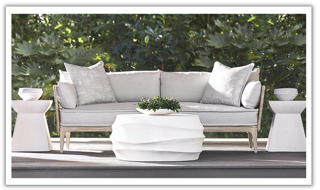 An application scenario or product detail of outdoor white wicker sofa - Image 6