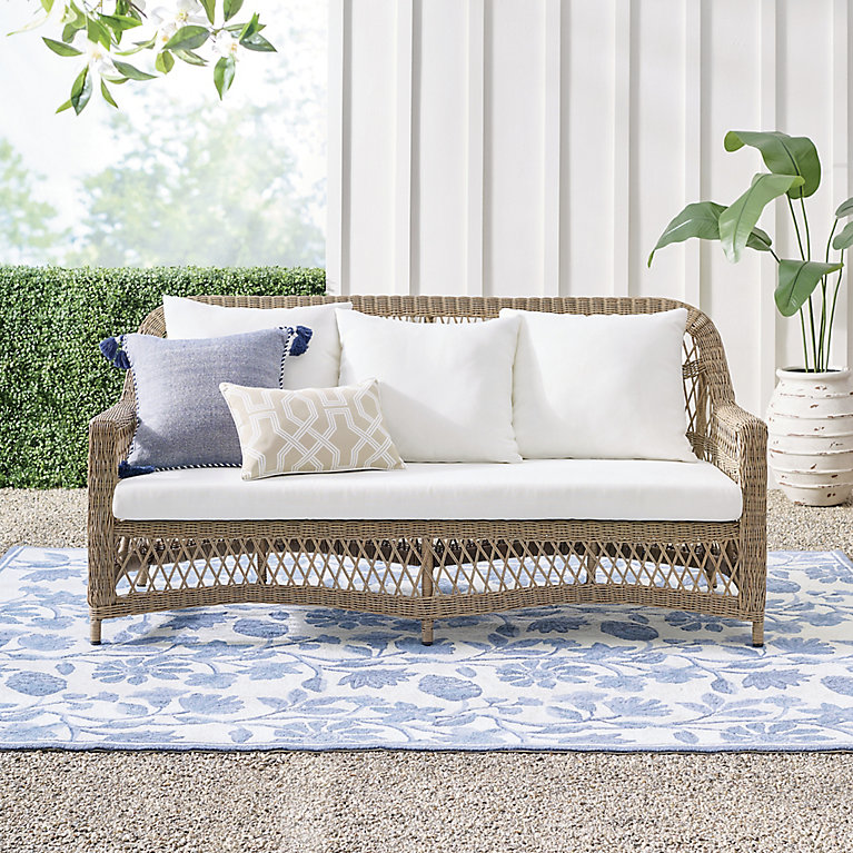 An application scenario or product detail of outdoor white wicker sofa - Image 8