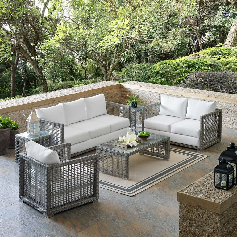 An application scenario or product detail of outdoor white wicker sofa - Image 17