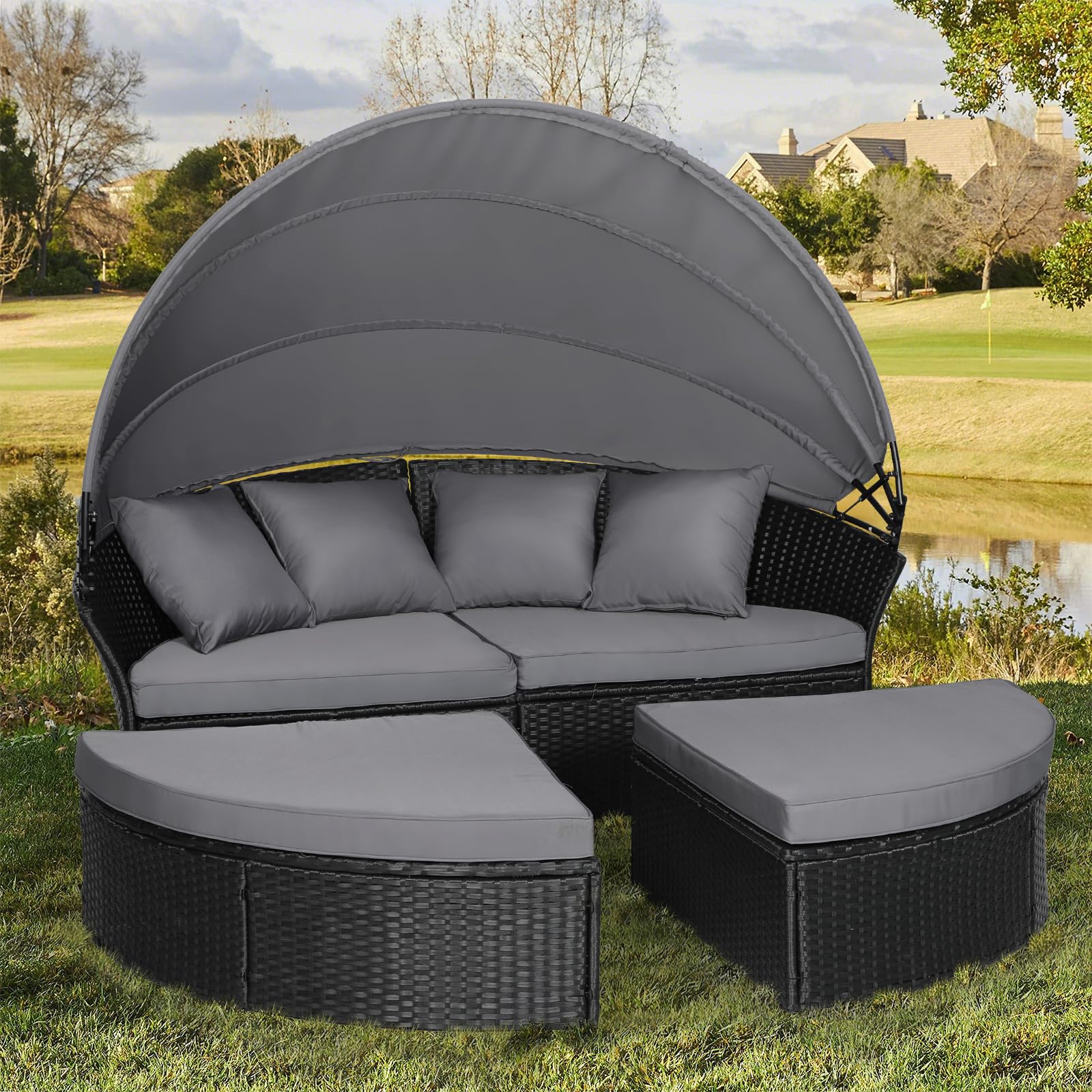 An application scenario or product detail of outdoor wicker canopy daybed - Image 12
