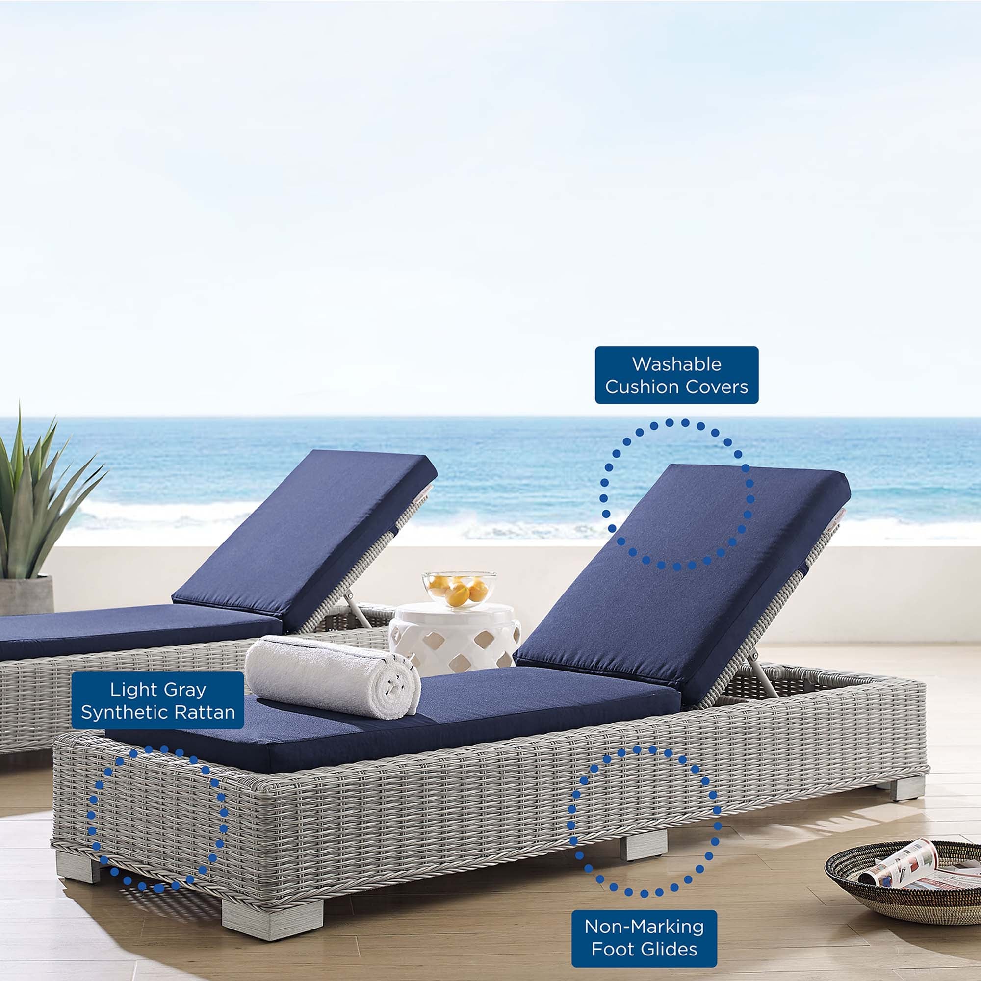 An application scenario or product detail of outdoor wicker lounge chaise - Image 15
