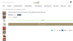 OVIOS - Vultros 3-Piece High Back Outdoor Couch