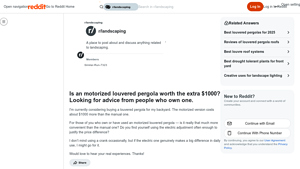 Reddit - Motorized Louvered Pergola Insights