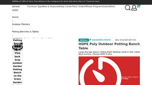 Serwall - HDPE Poly Outdoor Potting Bench Table