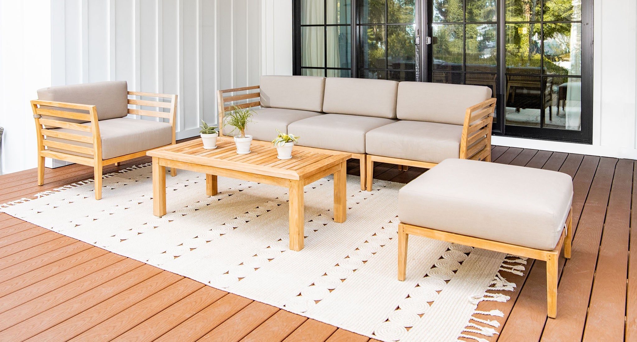 An application scenario or product detail of teak outdoor sofa set - Image 1