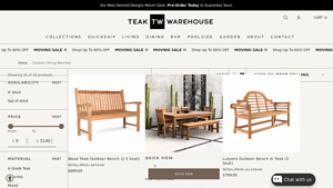 Teak Warehouse - Wave Teak Outdoor Bench